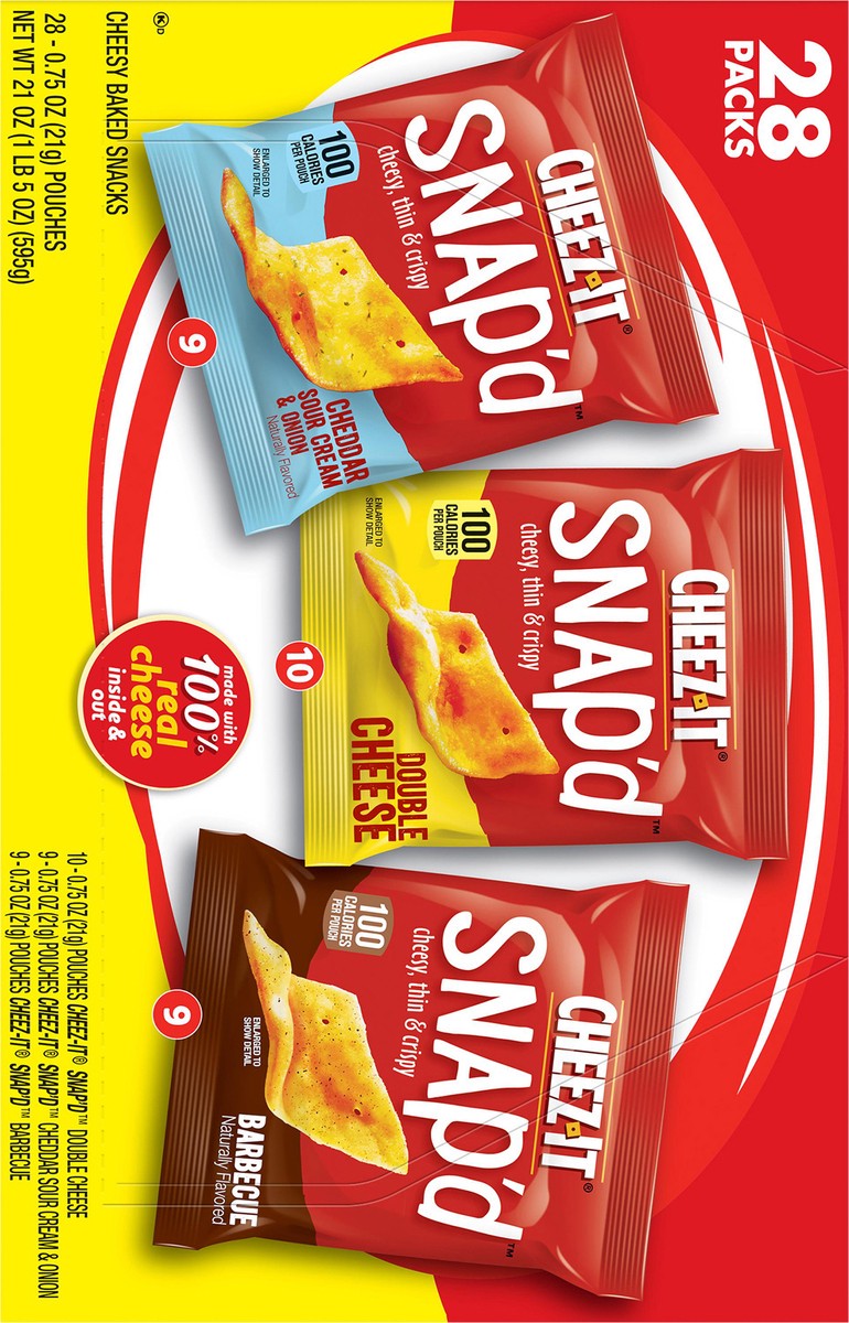 slide 7 of 8, Cheez-It Snap'd Cheese Cracker Chips, Variety Pack, 21 oz, 28 Count, 21 oz