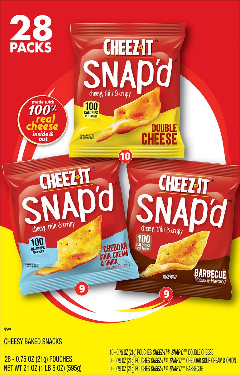 slide 6 of 8, Cheez-It Snap'd Cheese Cracker Chips, Variety Pack, 21 oz, 28 Count, 21 oz