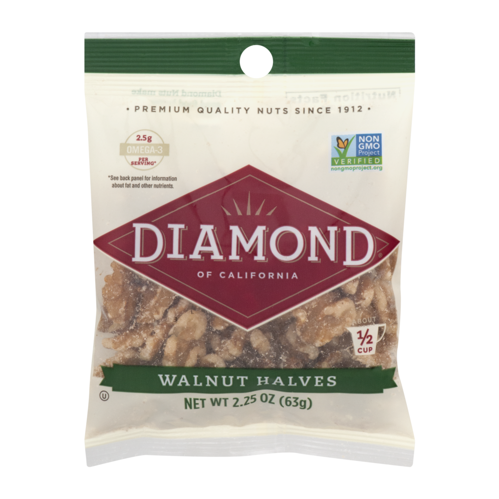 slide 1 of 1, Diamond Nuts Walnut Halves, 2.2 oz