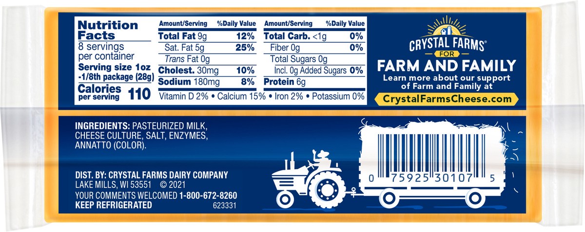 slide 3 of 4, Crystal Farms Extra Sharp Cheddar, 8 oz