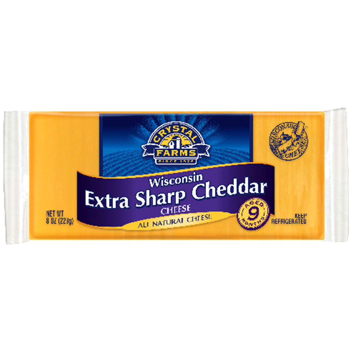 slide 1 of 1, Crystal Farms Exact Weight Extra Sharp Cheddar Singles, 8 oz