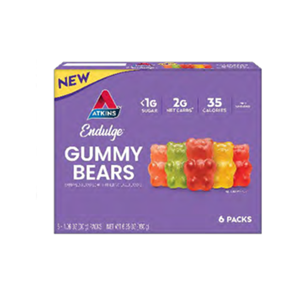 slide 1 of 1, Atkins Endulge Gummy Bears, 6-1.06 Oz Packs, 6.35 oz