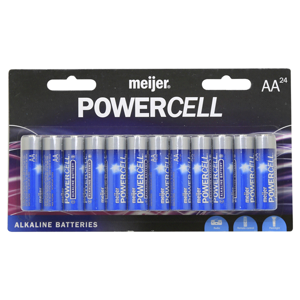 slide 1 of 1, Meijer Powercell Battery AADouble Wide, 24 ct