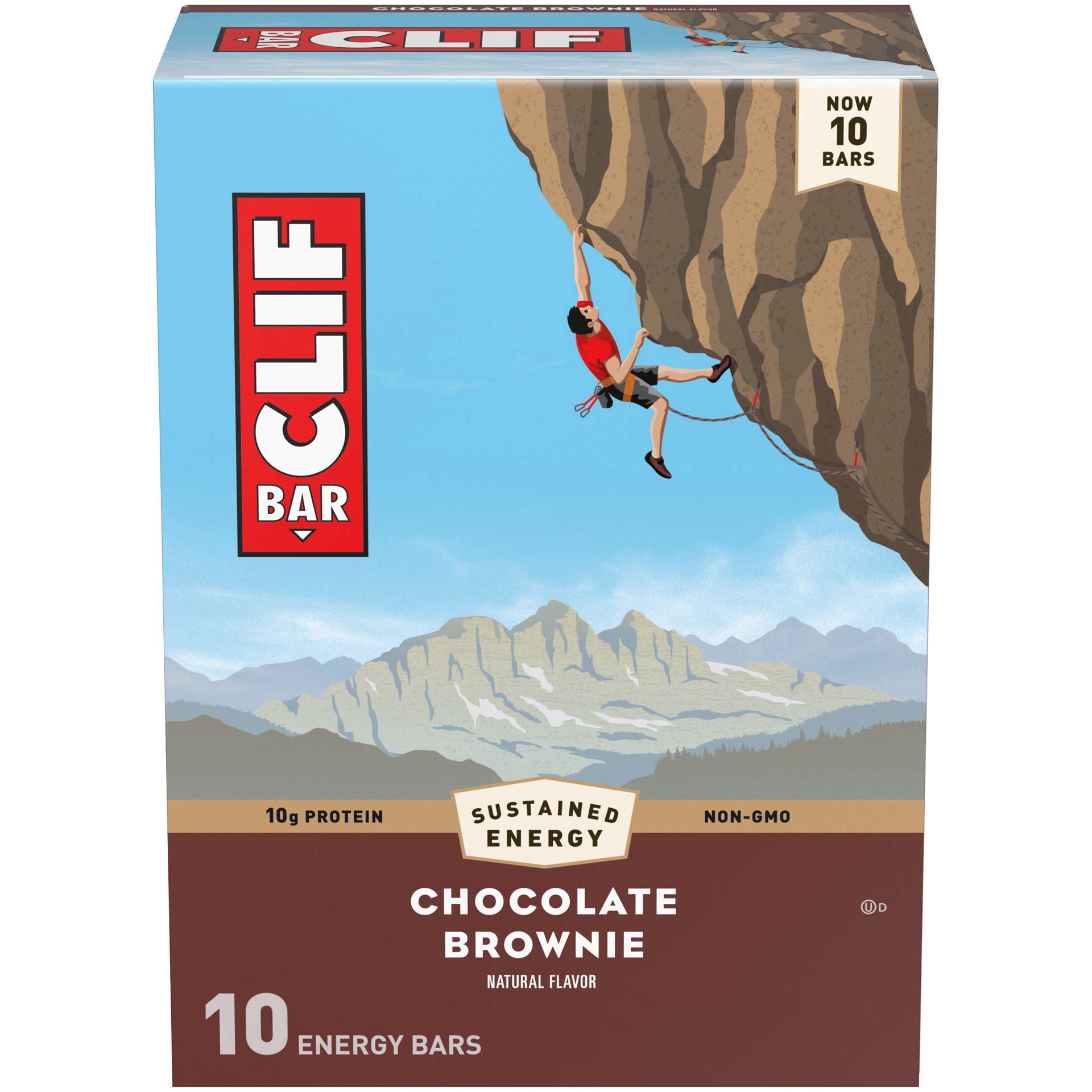 slide 1 of 1, CLIF BAR - Chocolate Brownie Flavor - Made with Organic Oats - 10g Protein - Non-GMO - Plant Based - Energy Bars - 2.4 oz. (10 Pack), 24 oz