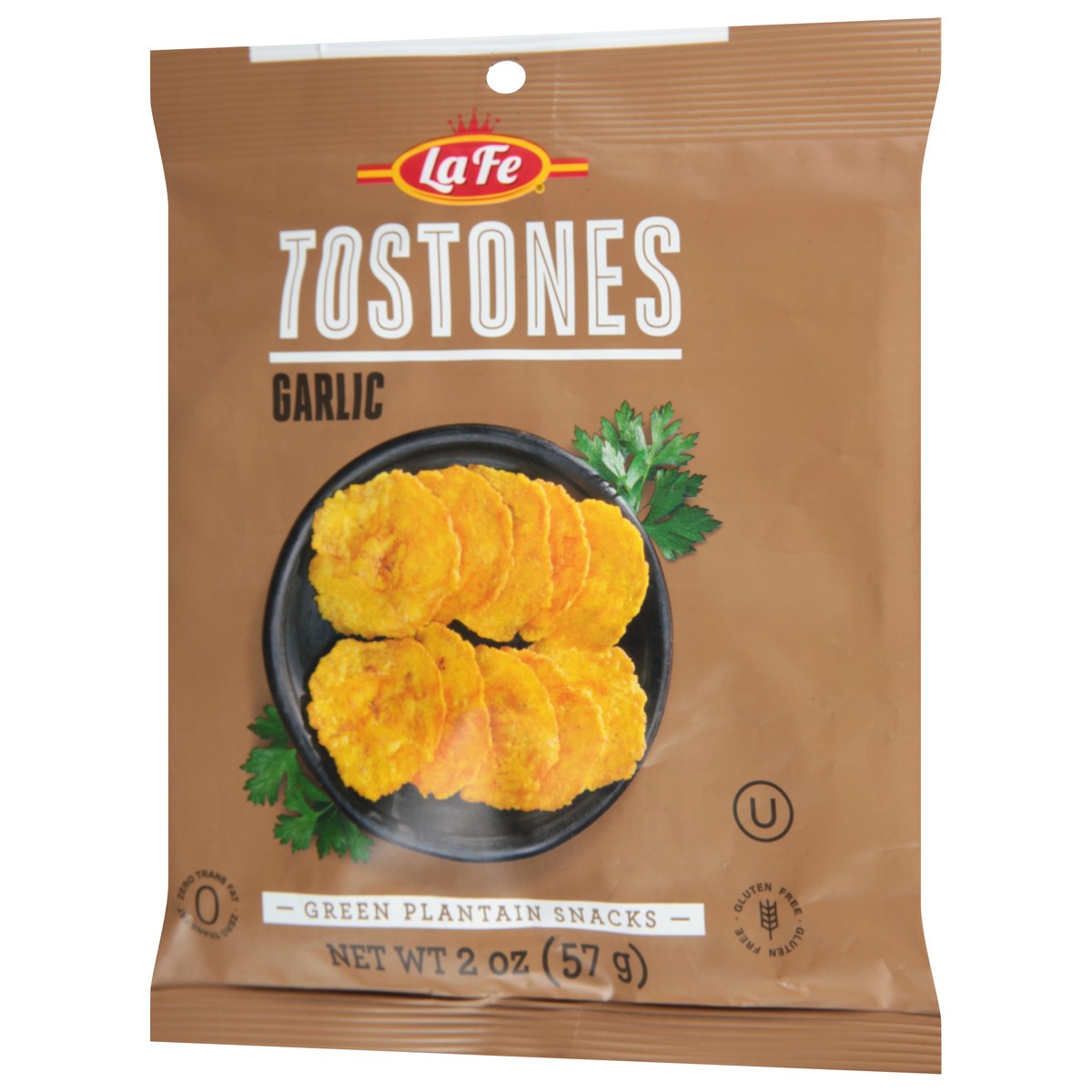 slide 8 of 9, La Fe Garlic Tostones 2 oz, 2 oz