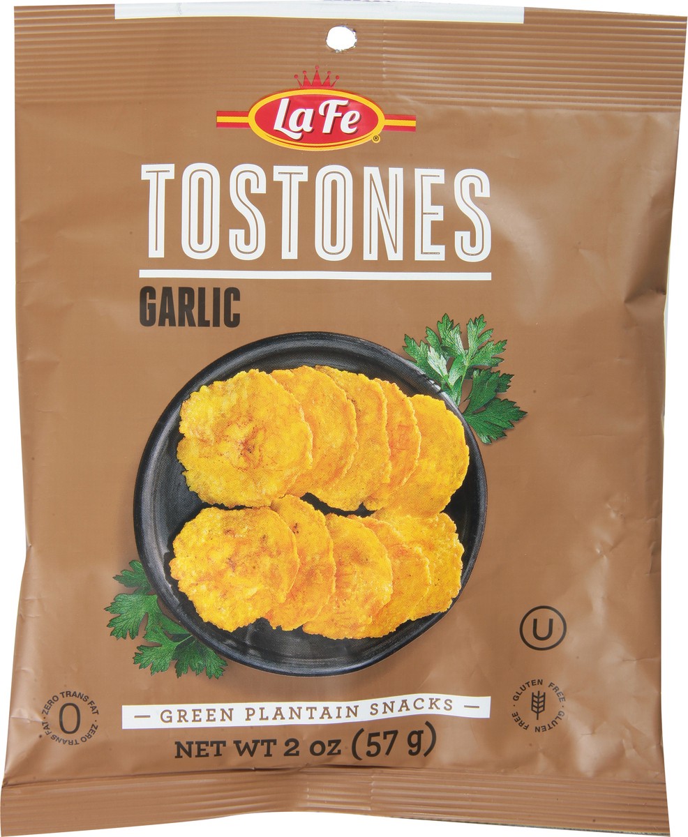 slide 9 of 9, La Fe Garlic Tostones 2 oz, 2 oz