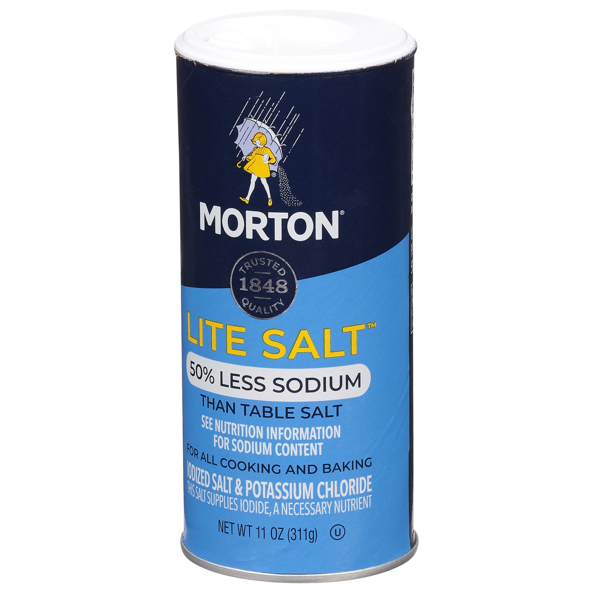 slide 6 of 13, Morton 50% Less Sodium Lite Salt 11 oz, 11 oz