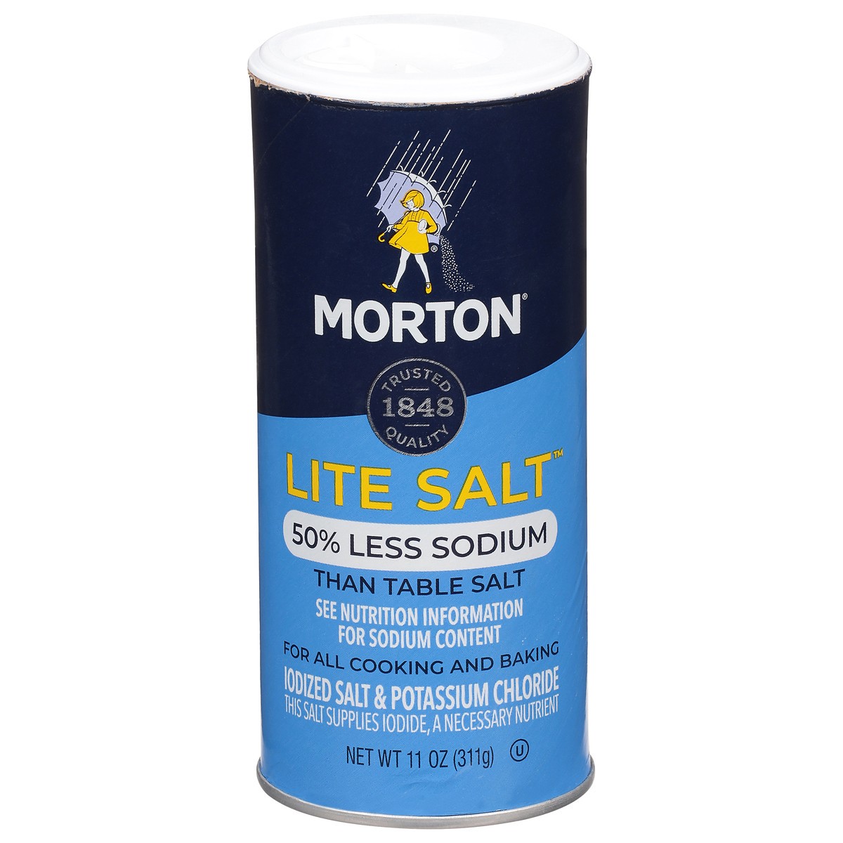 slide 4 of 13, Morton 50% Less Sodium Lite Salt 11 oz, 11 oz