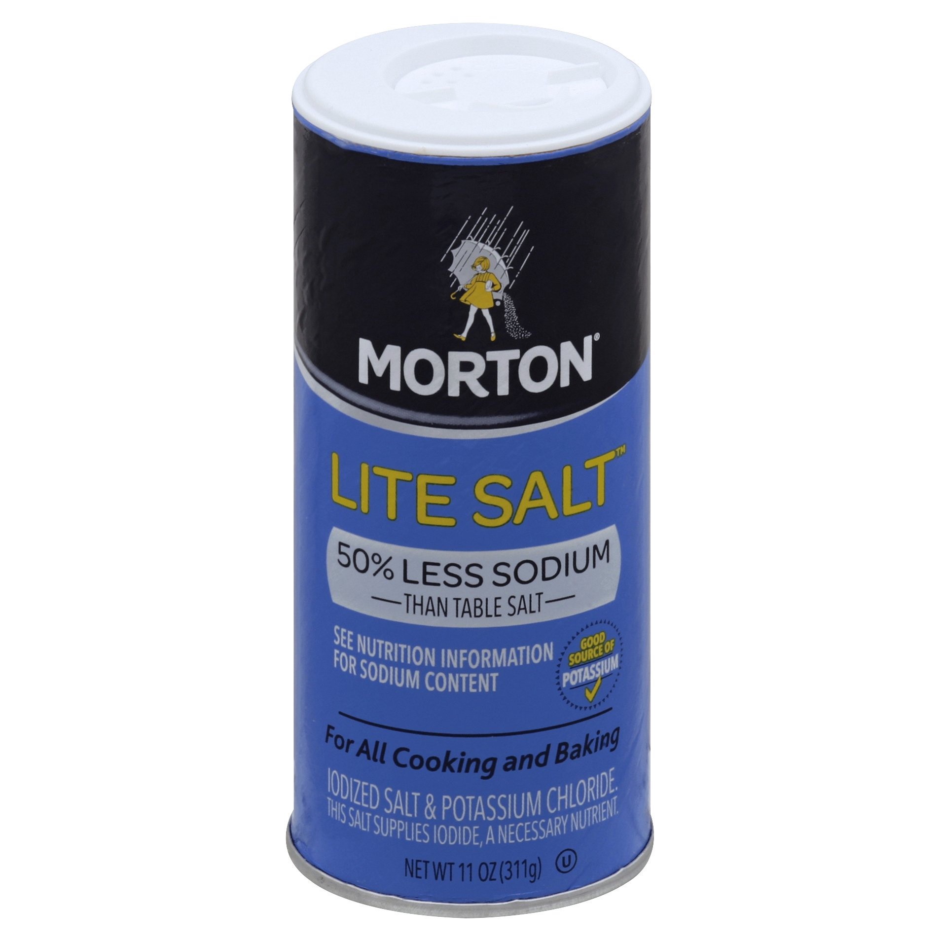 slide 1 of 13, Morton 50% Less Sodium Lite Salt 11 oz, 11 oz