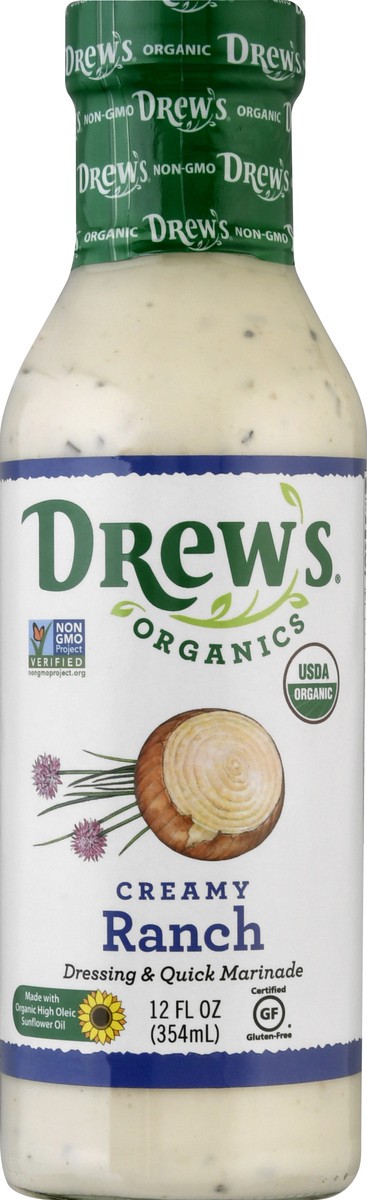 slide 6 of 13, Drew's Organics Creamy Ranch Dressing & Quick Marinade 12 oz, 12 fl oz