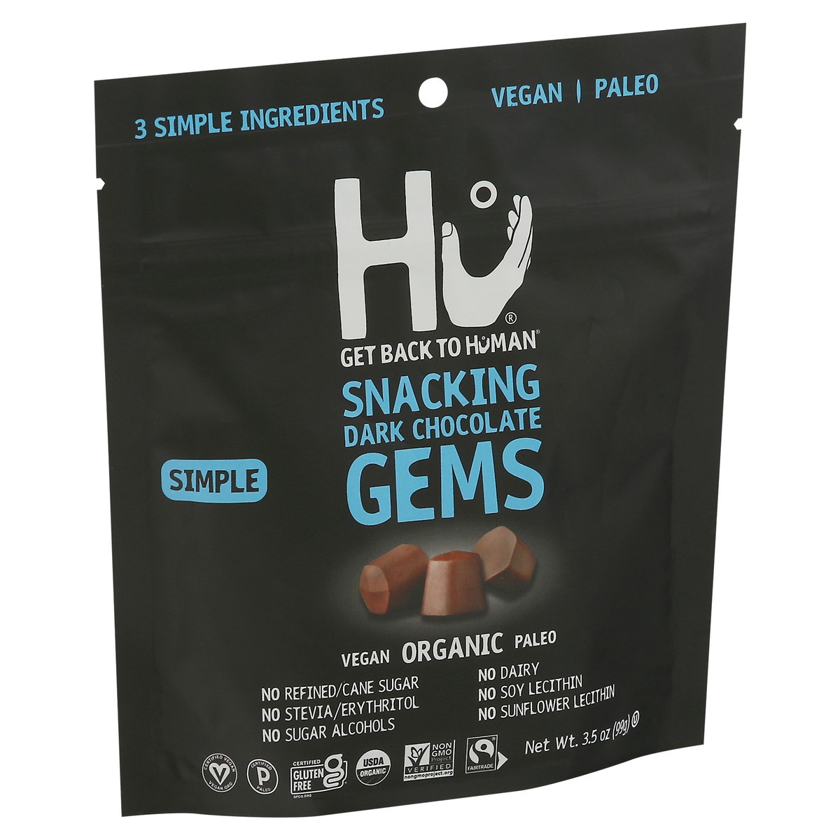 slide 2 of 9, Hu Snacking Dark Chocolate Gems, Organic, Simple, 3.5 oz