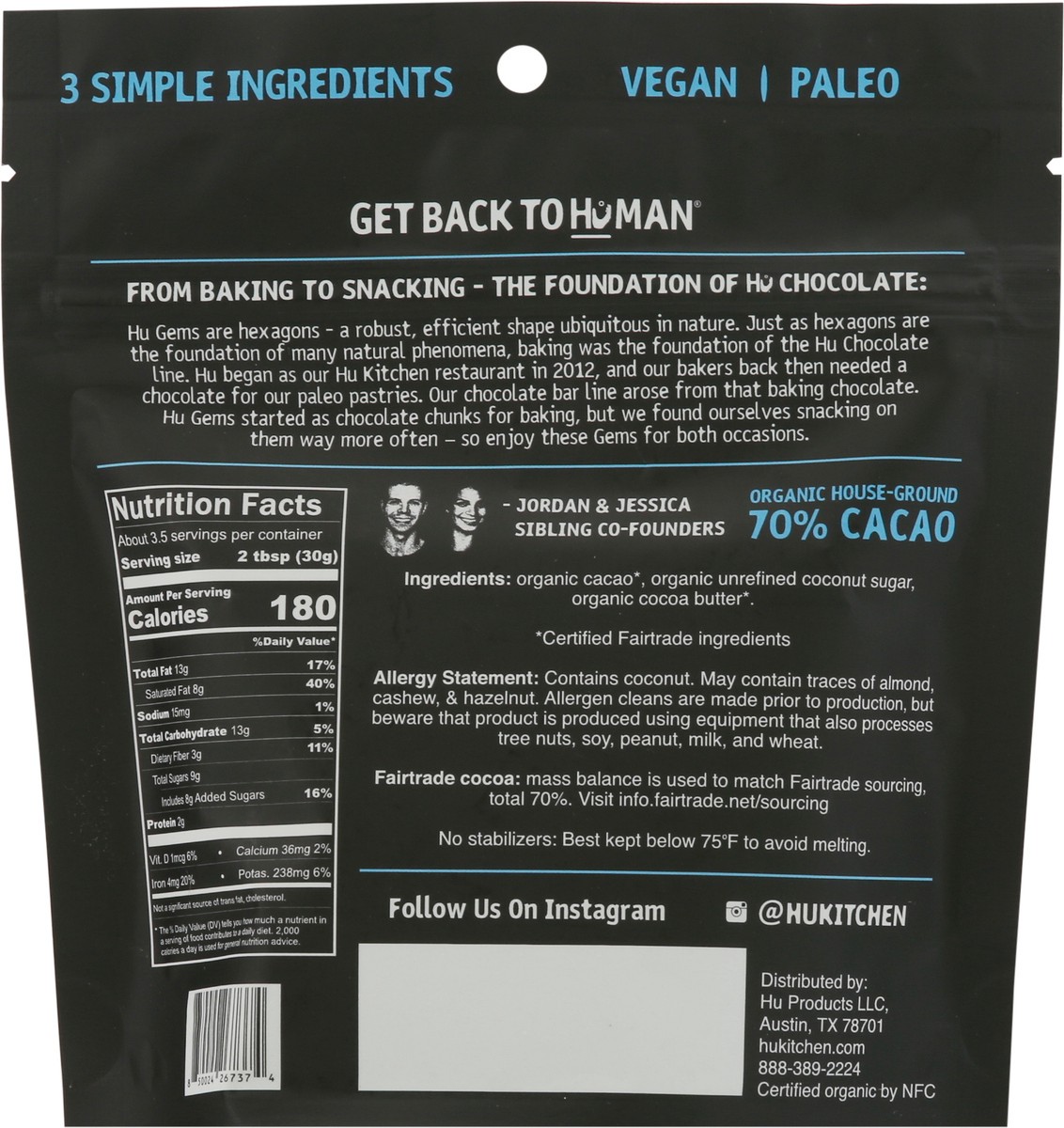 slide 5 of 9, Hu Snacking Dark Chocolate Gems, Organic, Simple, 3.5 oz