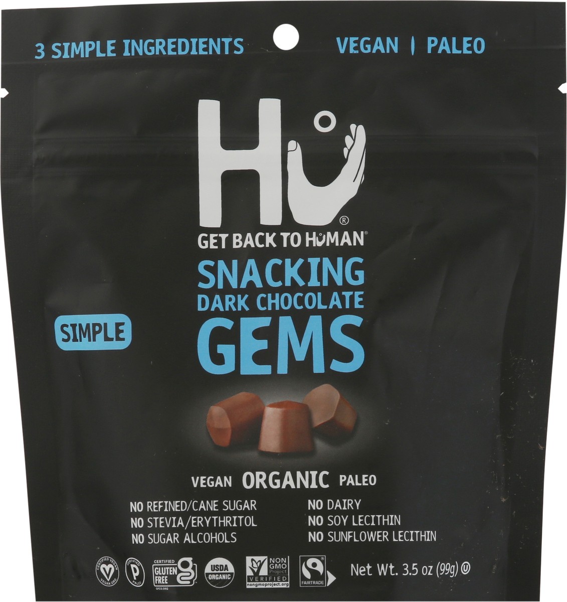 slide 6 of 9, Hu Snacking Dark Chocolate Gems, Organic, Simple, 3.5 oz