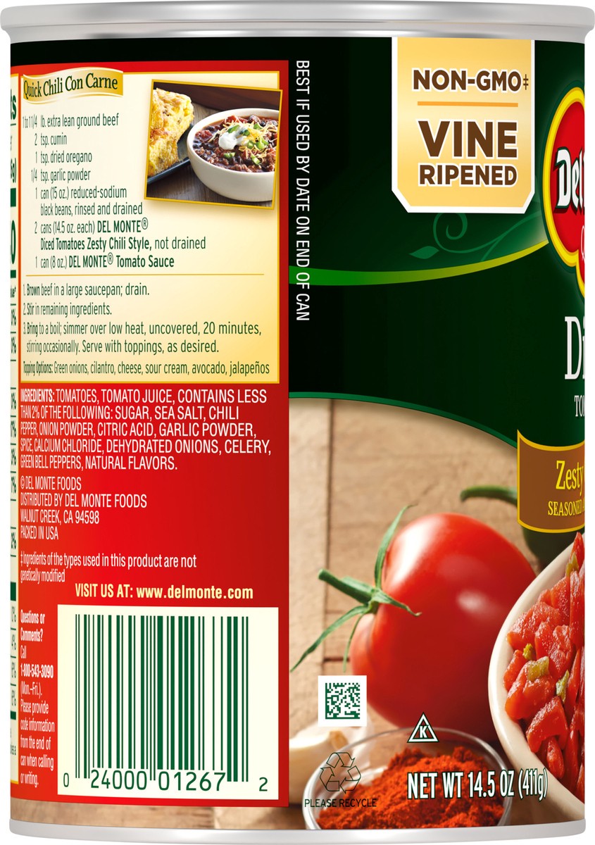 slide 7 of 7, Del Monte Diced Zesty Chili Style Tomatoes 14.5 oz Can, 14.5 oz