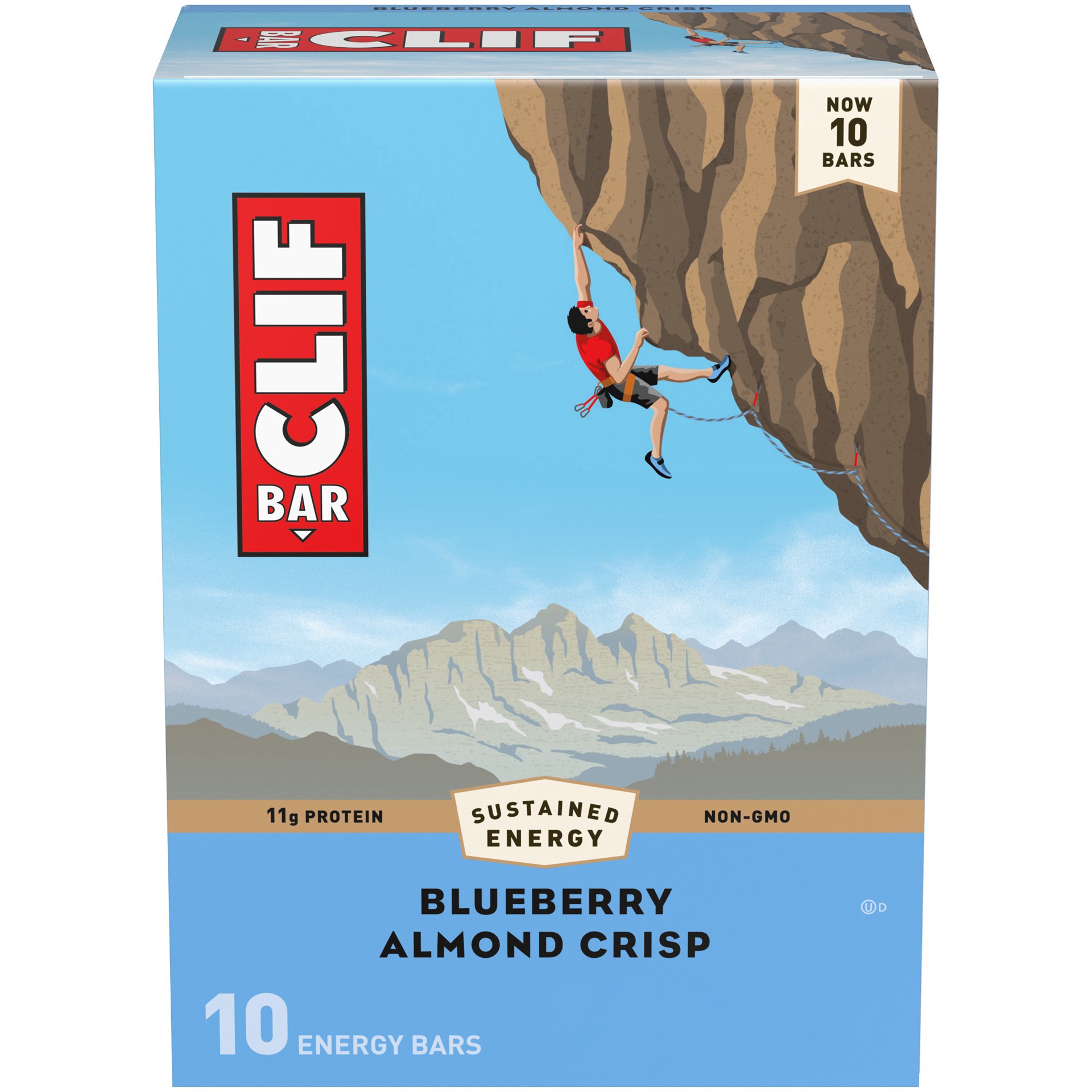 slide 1 of 5, CLIF BAR - Blueberry Almond Crisp - Made with Organic Oats - Energy Bars - Non-GMO - Plant Based Protein Bars (10 Pack), 10 ct