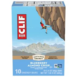 CLIF BAR - Blueberry Almond Crisp - Made with Organic Oats - Energy Bars - Non-GMO - Plant Based Protein Bars (10 Pack)