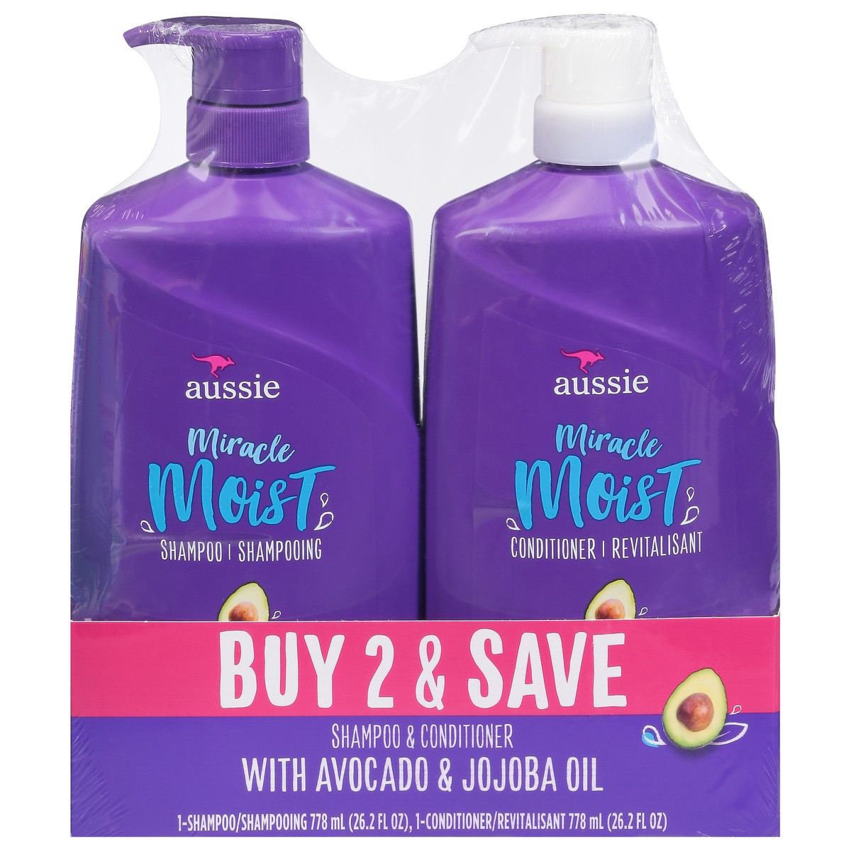 slide 1 of 9, Aussie For Dry Hair  Aussie Paraben-Free Miracle Moist Shampoo and Conditioner Bundle Pack, 2 ct