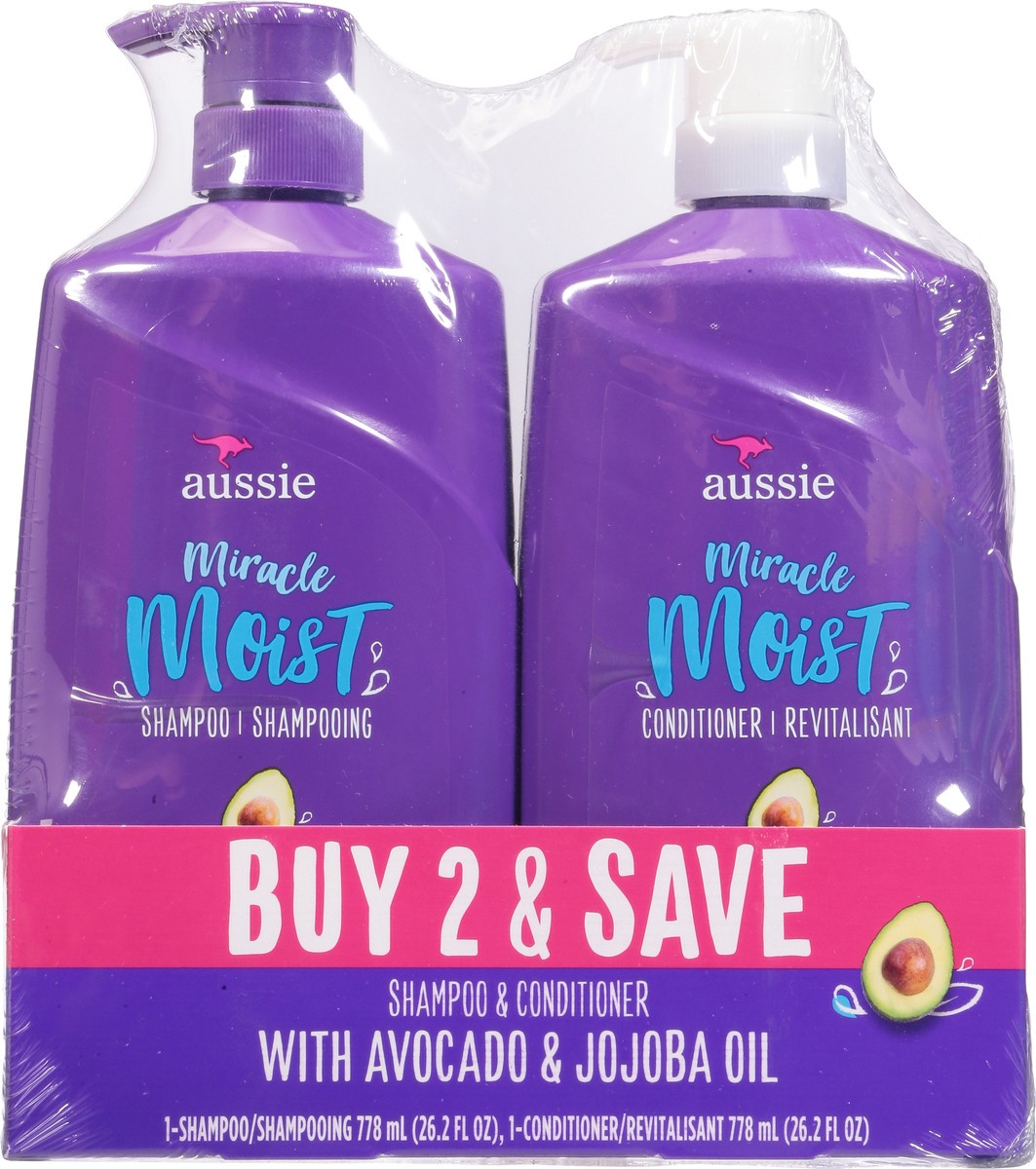 slide 2 of 9, Aussie For Dry Hair  Aussie Paraben-Free Miracle Moist Shampoo and Conditioner Bundle Pack, 2 ct