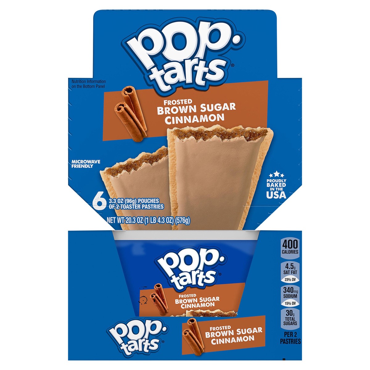 slide 1 of 8, Pop-Tarts Toaster Pastries, Frosted Brown Sugar Cinnamon, 20.3 oz, 6 Count, 20.3 oz