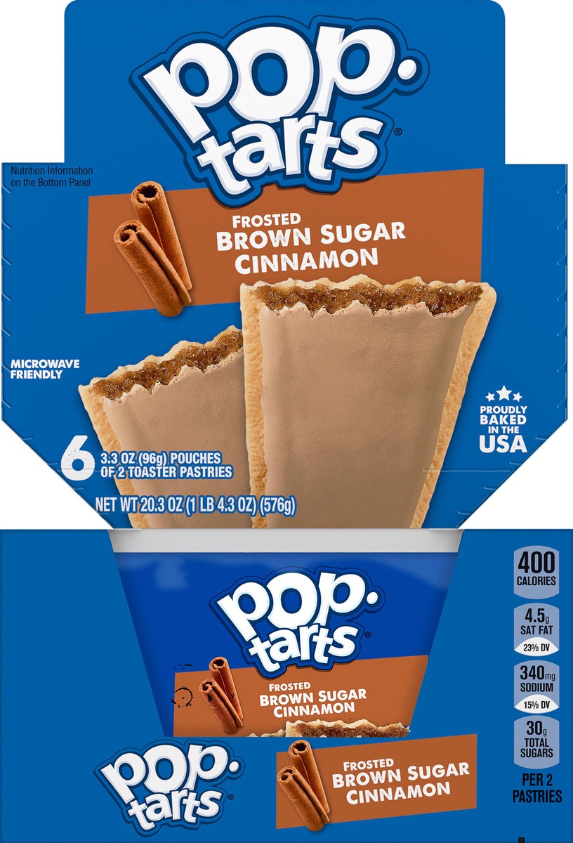 slide 3 of 8, Pop-Tarts Toaster Pastries, Frosted Brown Sugar Cinnamon, 20.3 oz, 6 Count, 20.3 oz