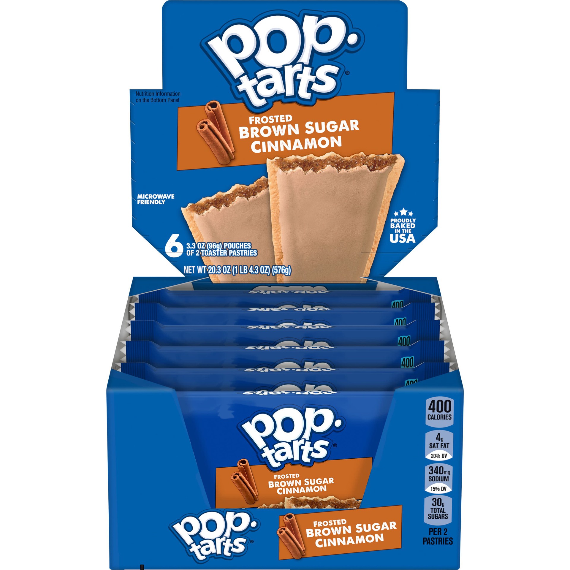 slide 1 of 8, Pop-Tarts Toaster Pastries, Breakfast Foods, Kids Snacks, Frosted Brown Sugar Cinnamon, 20.3oz Tray, 12 Pop-Tarts, 20.3 oz