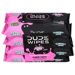 Dude Wipes Lil Xtra Large Fulshable Wipes Bubble Gum