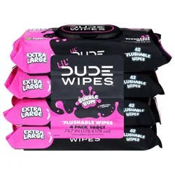 Dude Wipes Lil Xtra Large Fulshable Wipes Bubble Gum