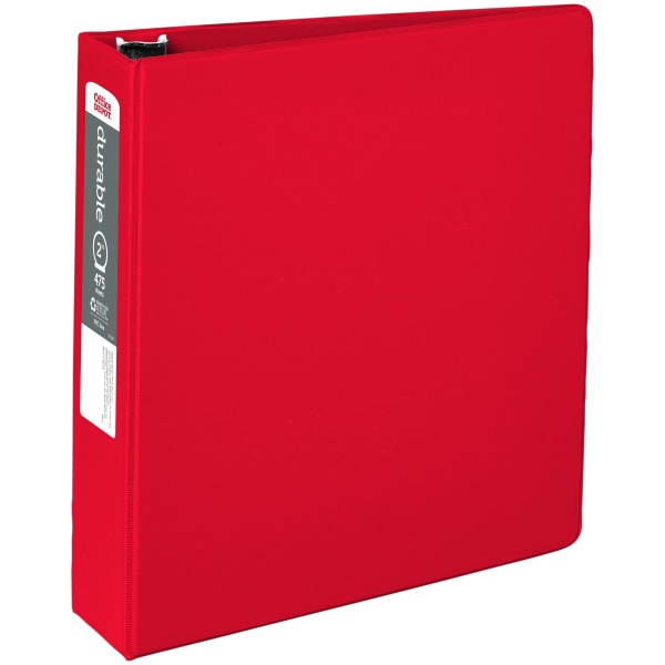 slide 1 of 5, Office Depot Brand Nonstick Round-Ring Binder, 2'' Rings, 64% Recycled, Red, 2 in