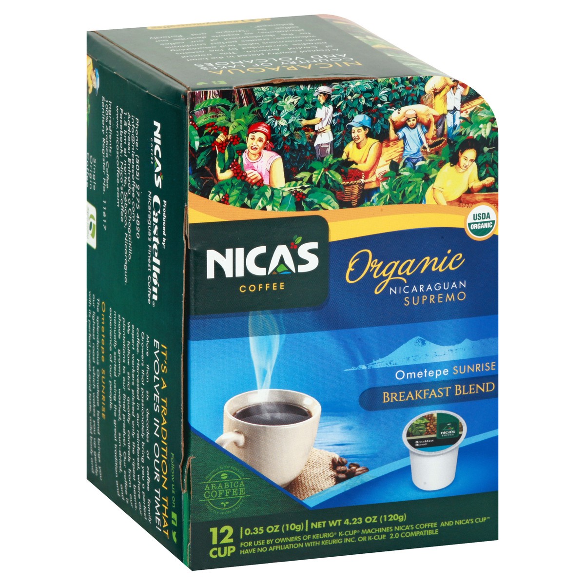 slide 4 of 12, Nica's Coffee Nicaraguan Supremo Organic Cup Breakfast Blend Coffee - 12 ct, 12 ct