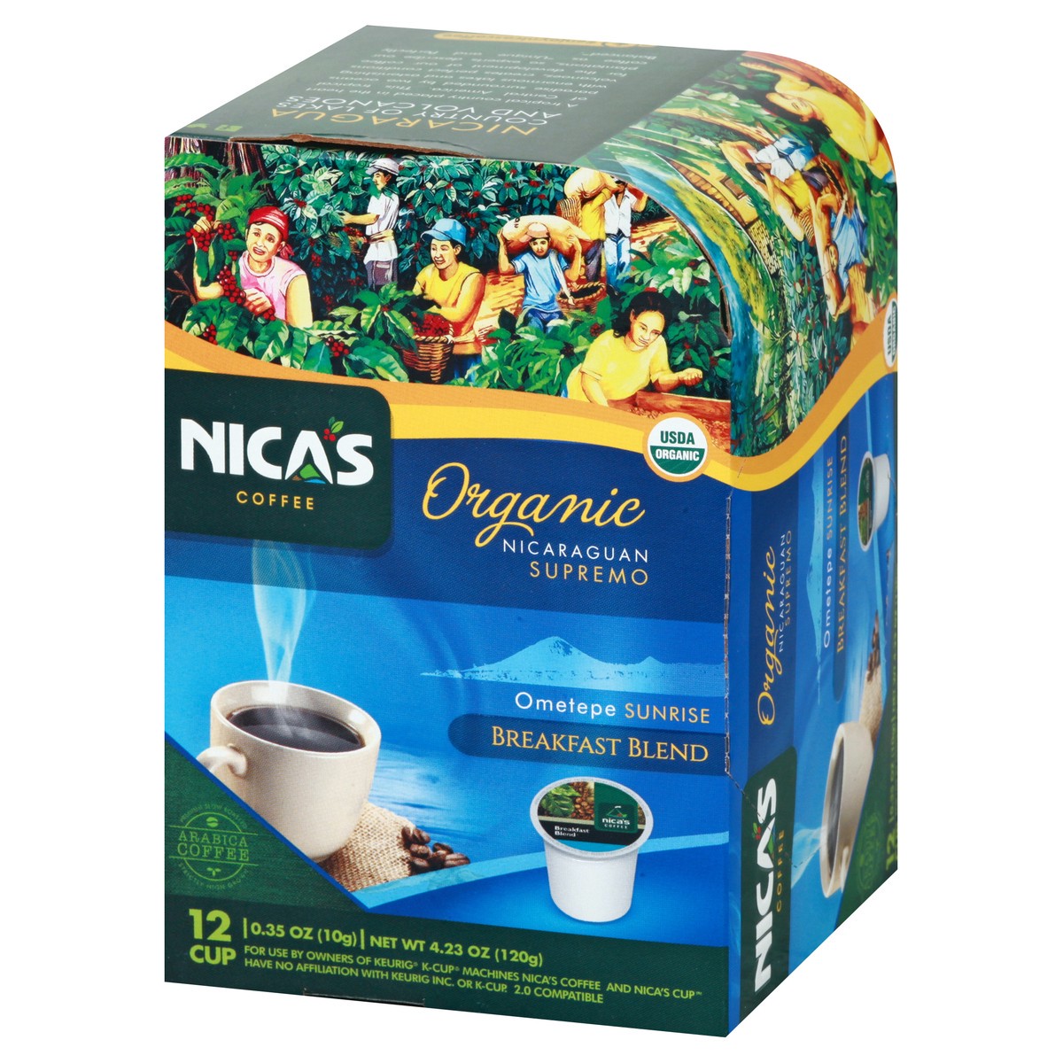 slide 12 of 12, Nica's Coffee Nicaraguan Supremo Organic Cup Breakfast Blend Coffee - 12 ct, 12 ct