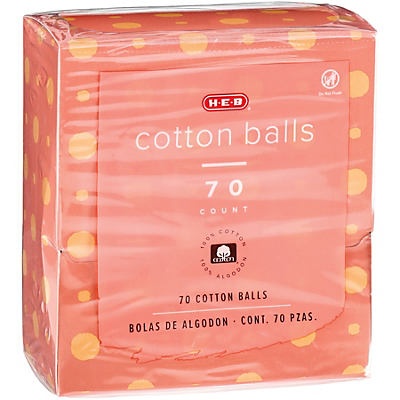 slide 1 of 1, H-E-B Cotton Ball Dispenser Box, 70 ct