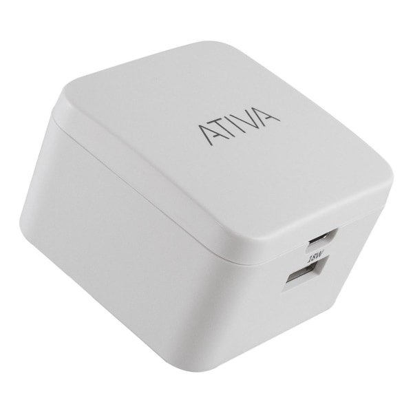 slide 1 of 3, Ativa Usb Type-A And Usb Type-C Wall Charger, White, 45868, 1 ct