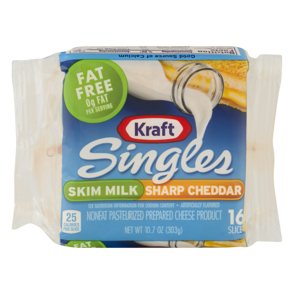 slide 1 of 5, Kraft Cheese Product - Singles Fat Free Sharp Cheddar, 10.7 oz