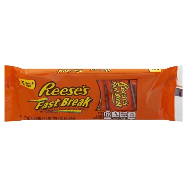 slide 1 of 1, Reese's Fast Break Snack Size, 5 ct; 3.35 oz