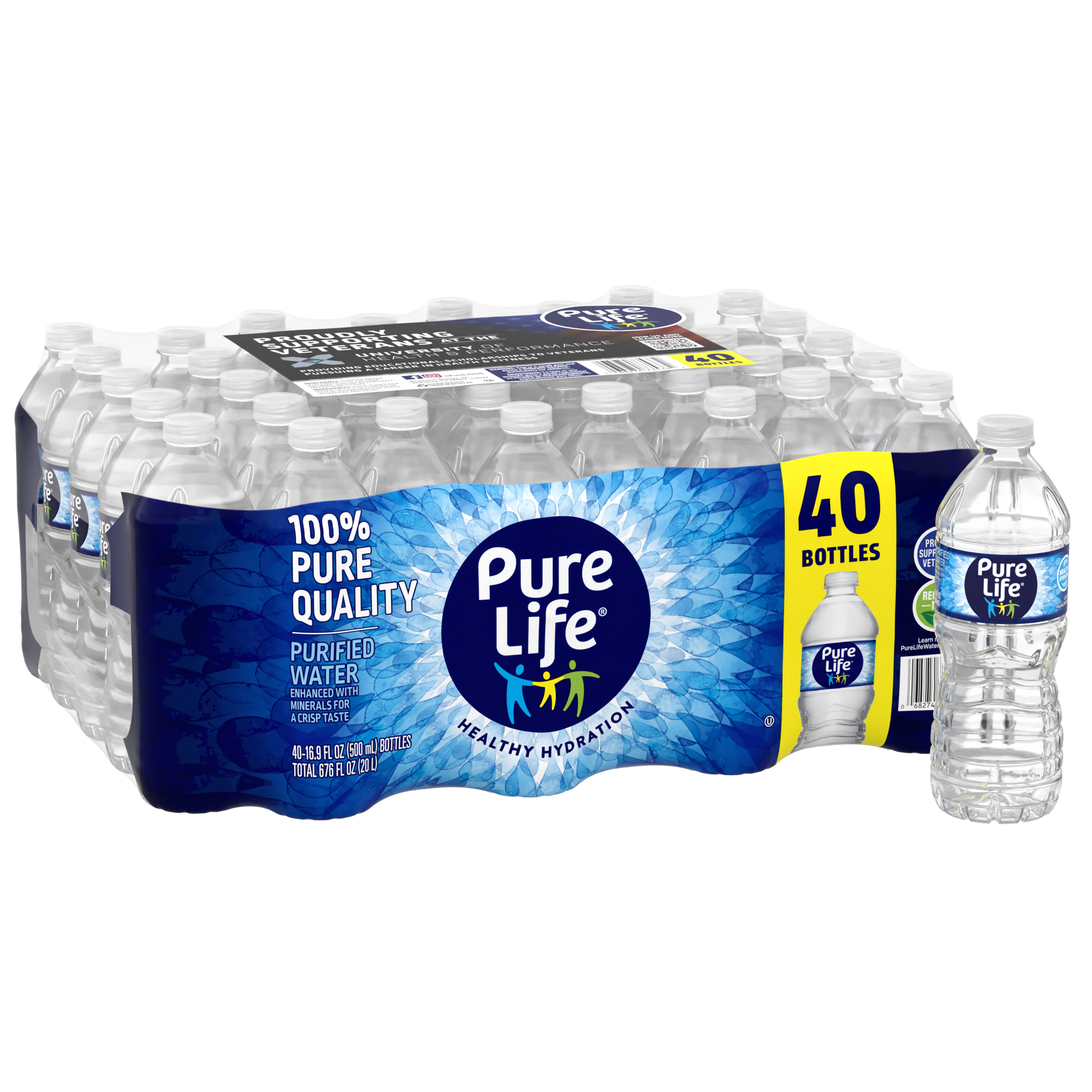 slide 2 of 5, Pure Life Purified Water, 16.9 Fl Oz / 500 mL, Plastic Bottled Water (40 Pack), 