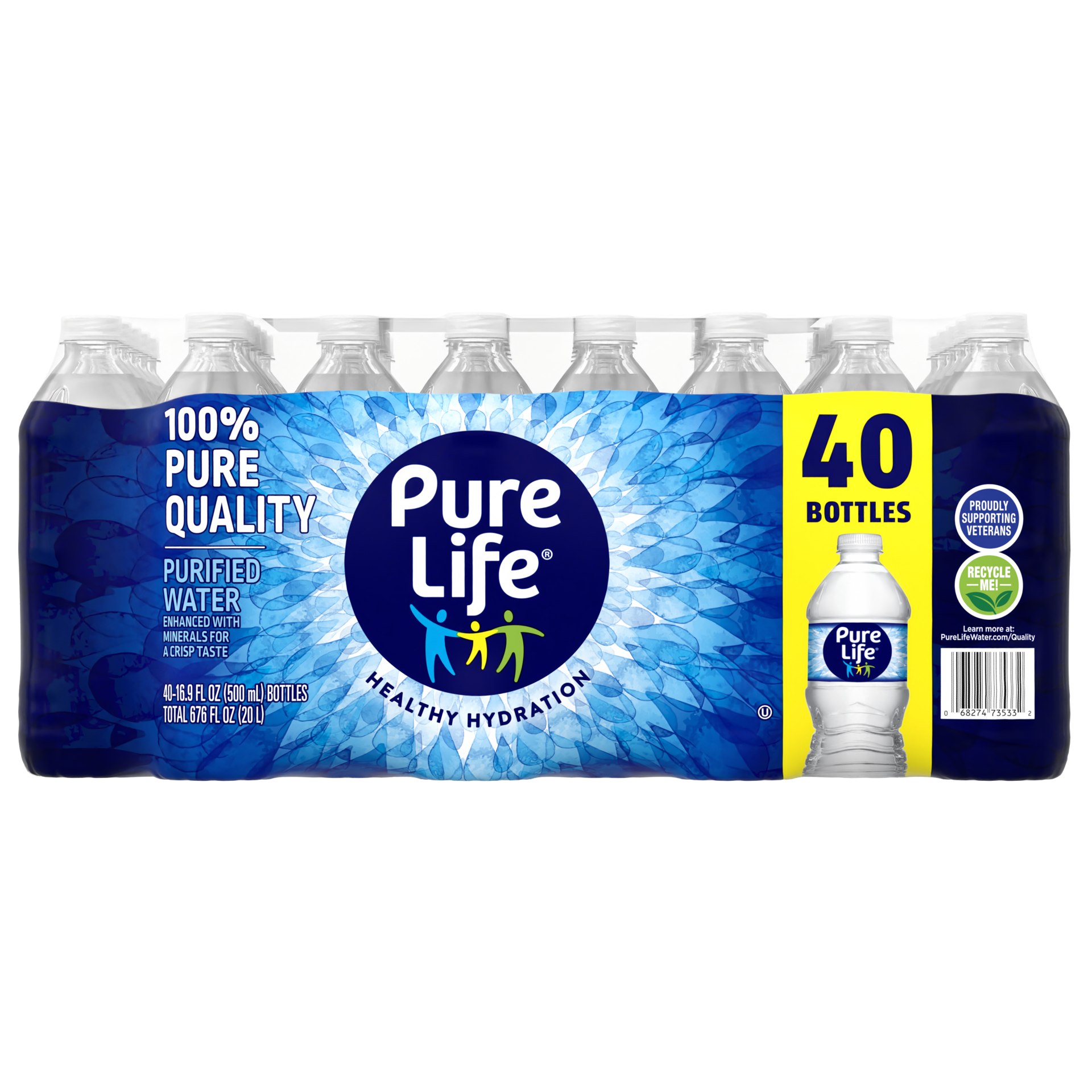 slide 1 of 5, Pure Life Purified Water, 16.9 Fl Oz / 500 mL, Plastic Bottled Water (40 Pack), 