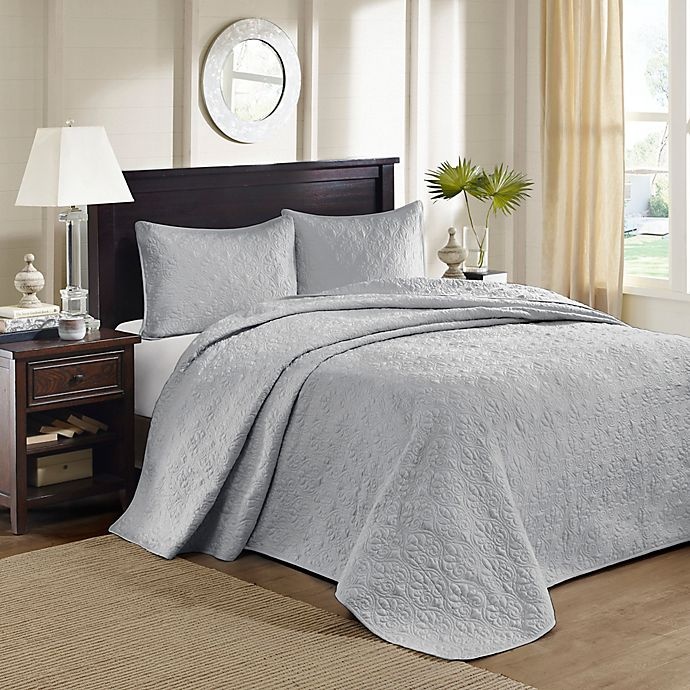 slide 1 of 8, Madison Park Quebec Reversible King Bedspread Set - Grey, 1 ct