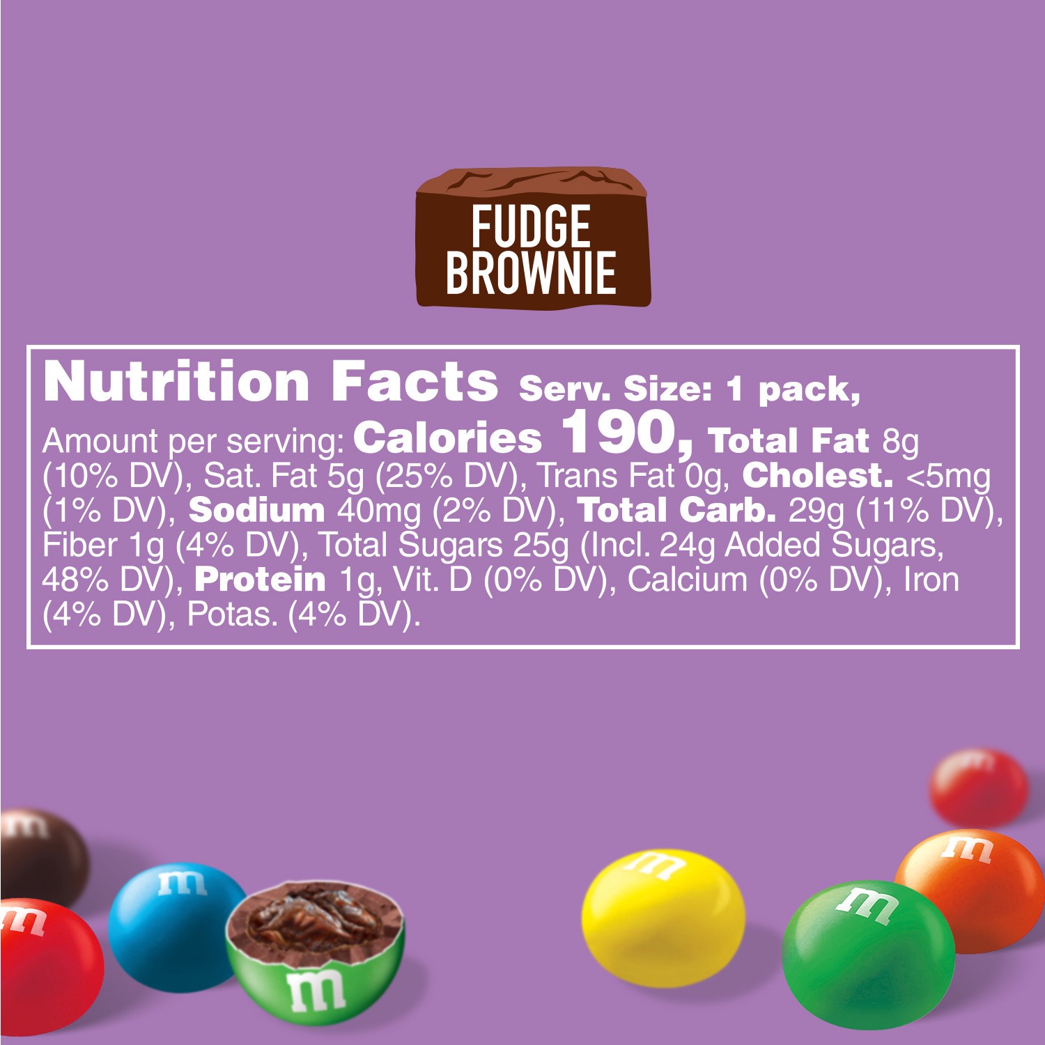 slide 8 of 8, M&M's Fudge Brownie Singles Size Chocolate Candy, 1.41 oz., 1.41 oz