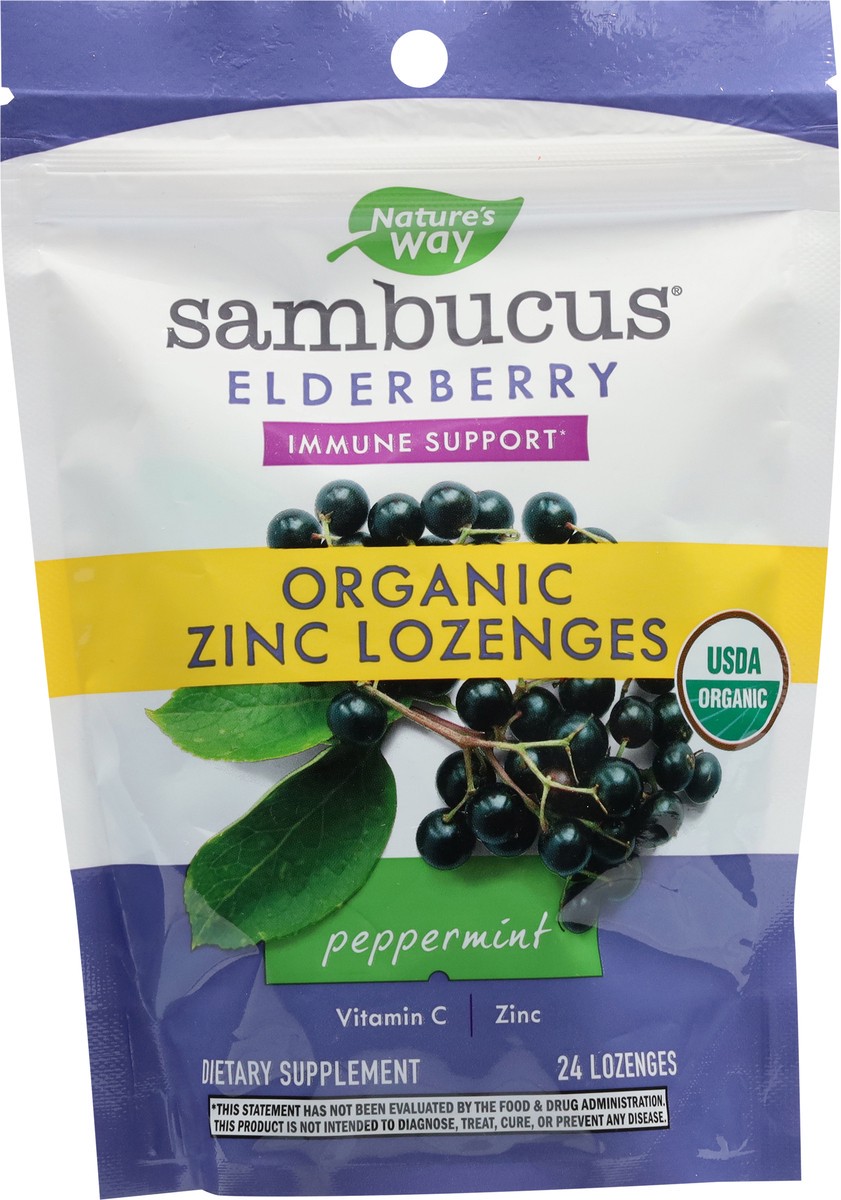 slide 10 of 13, Nature's Way Sambucus Organic Peppermint Zinc Lozenges 24 ea, 24 fl oz