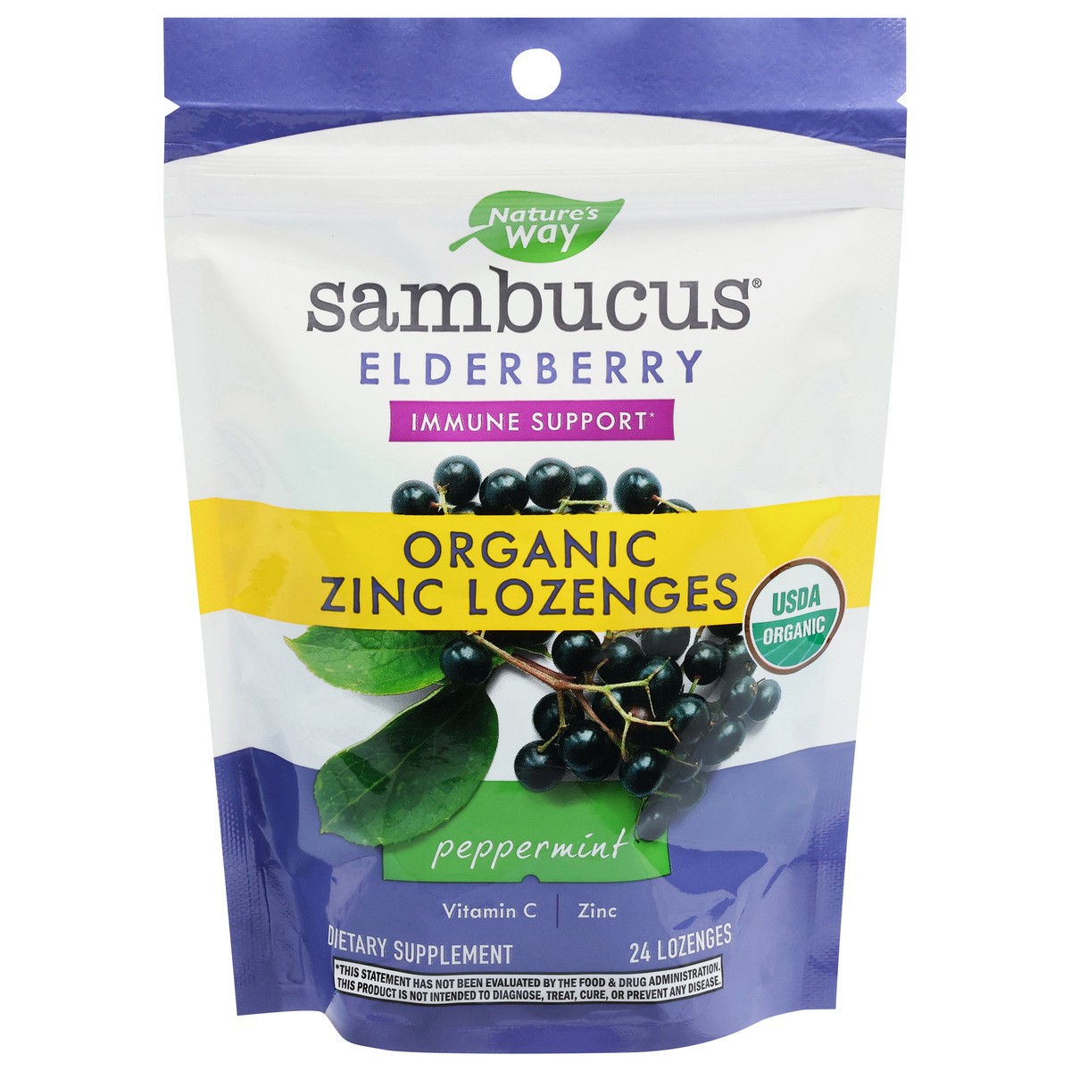 slide 9 of 13, Nature's Way Sambucus Organic Peppermint Zinc Lozenges 24 ea, 24 fl oz