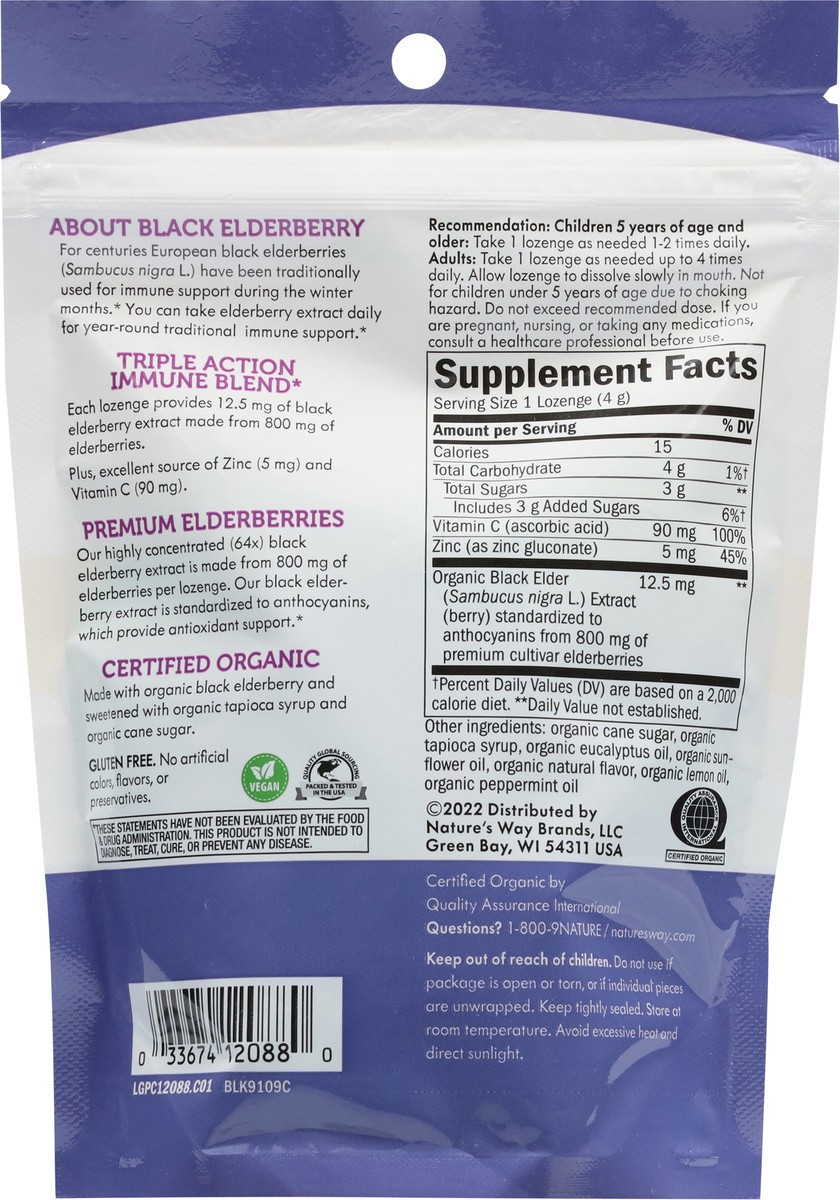 slide 12 of 13, Nature's Way Sambucus Organic Peppermint Zinc Lozenges 24 ea, 24 fl oz