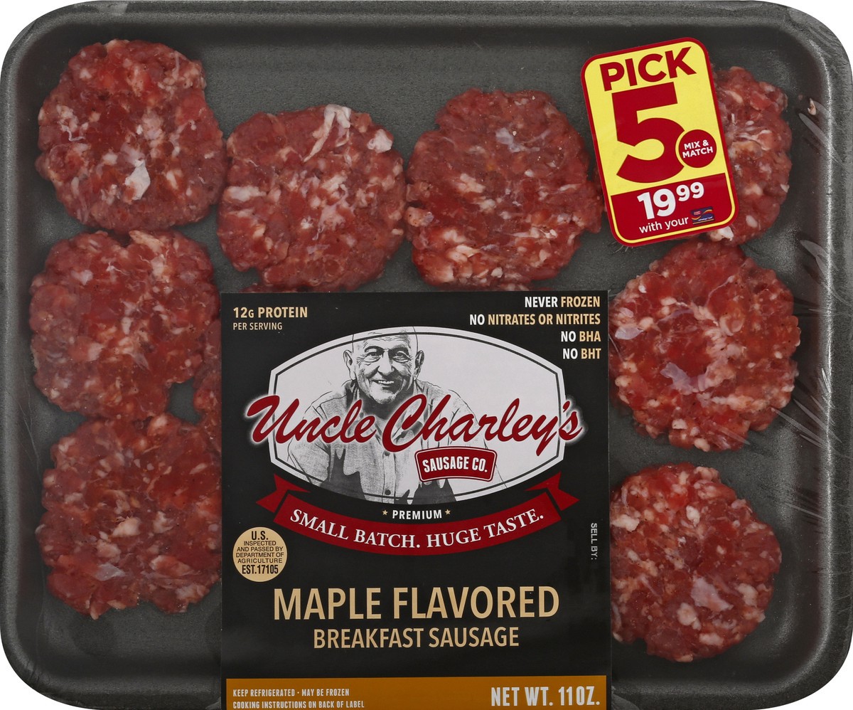 slide 10 of 10, Uncle Charley's Sausage Maple Flavored Breakfast Sausage 11 oz, 11 oz