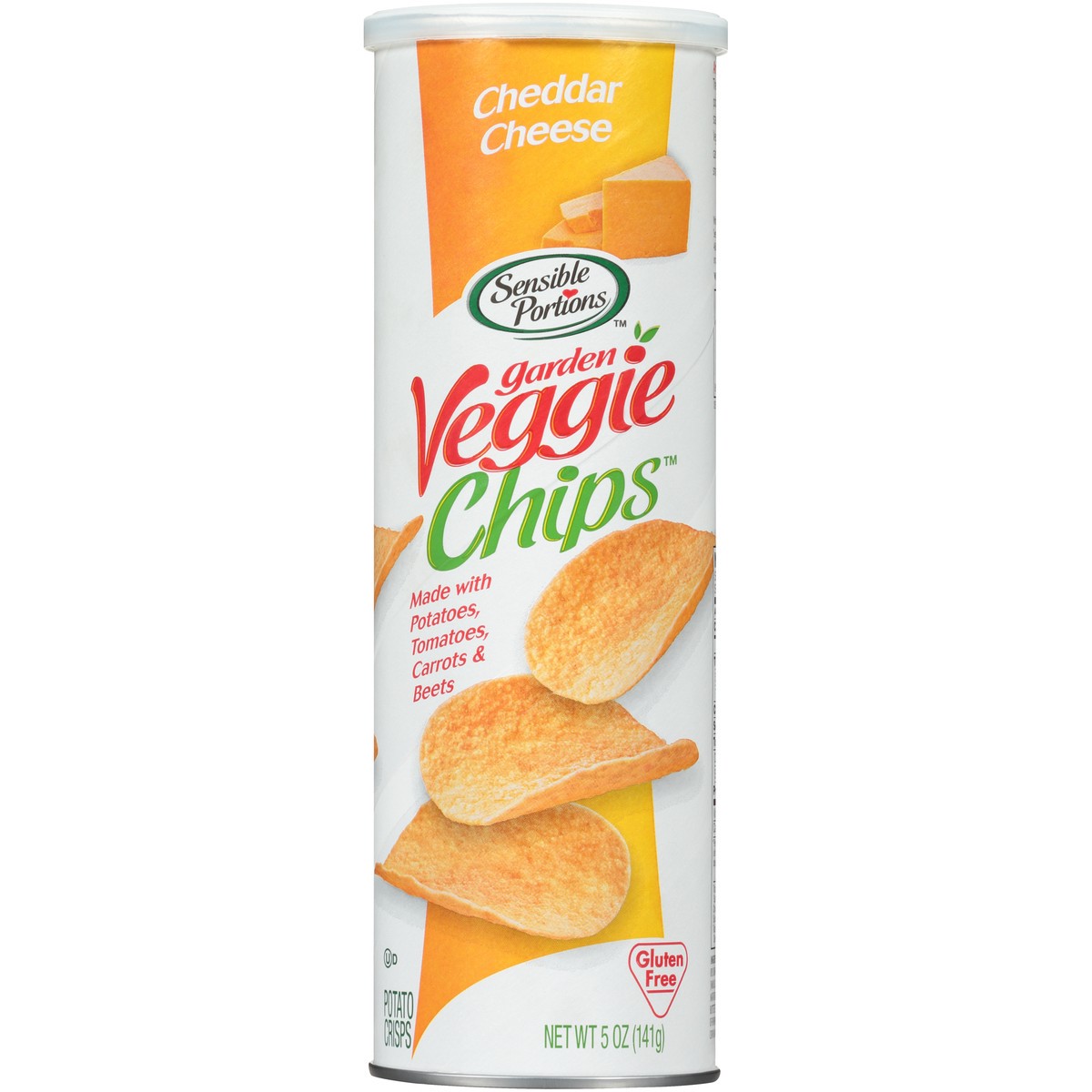 slide 4 of 7, Sensible Portions Garden Veggie Chips Cheddar Cheese Potato Crisps 5 oz. Canister, 5 oz