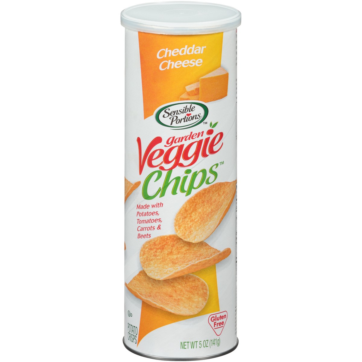 slide 1 of 7, Sensible Portions Garden Veggie Chips Cheddar Cheese Potato Crisps 5 oz. Canister, 5 oz
