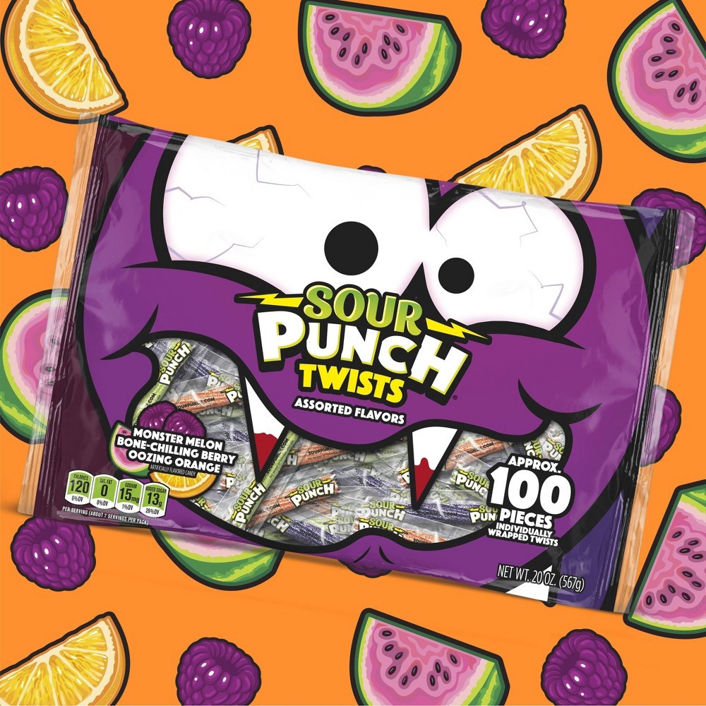 slide 3 of 5, Sour Punch Halloween Twists, 100 ct