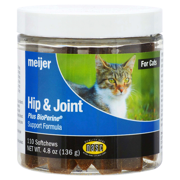 slide 1 of 1, Meijer Hip & Joint plus Bioperine Cat Soft Chews, Chicken Cheese, 110 ct