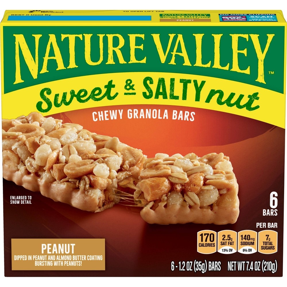 slide 2 of 3, Nature Valley Sweet & Salty Nut Peanut Granola Bars, 6 ct