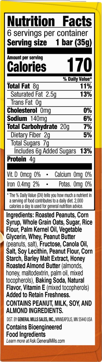 slide 2 of 13, Nature Valley Sweet and Salty Nut Granola Bars, Peanut, 6 Bars, 7.2 oz, 6 ct
