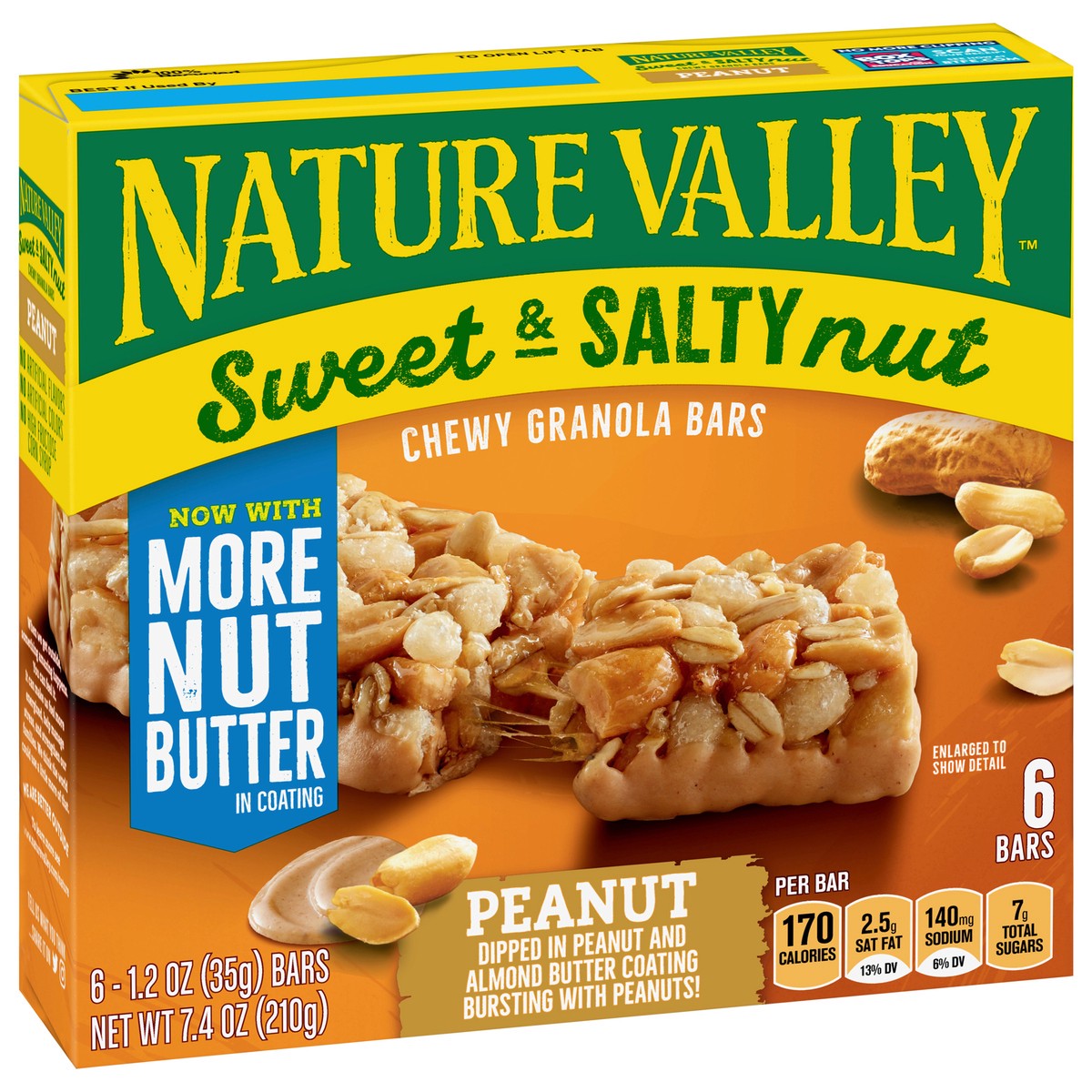 slide 3 of 13, Nature Valley Sweet and Salty Nut Granola Bars, Peanut, 6 Bars, 7.2 oz, 6 ct