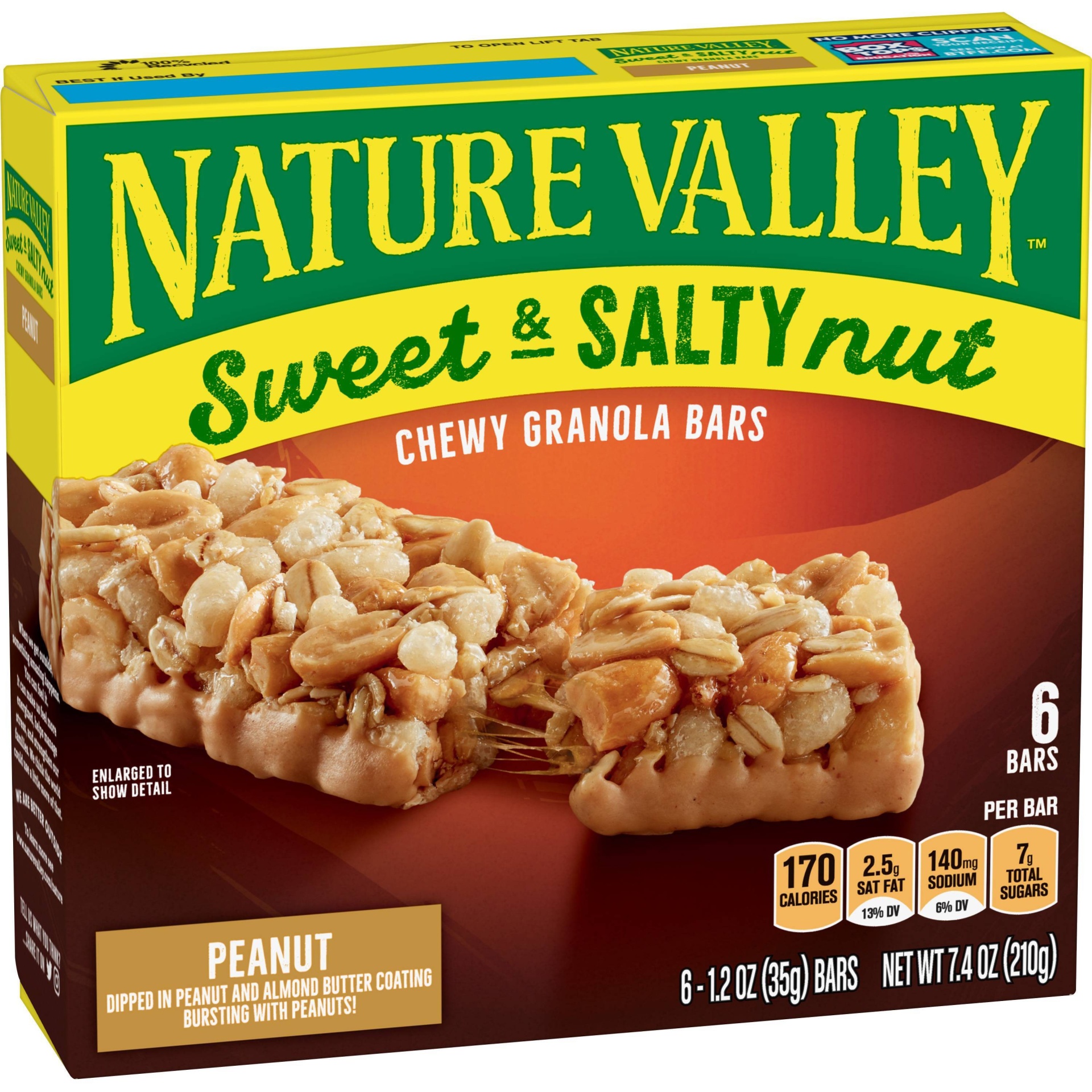 slide 1 of 3, Nature Valley Sweet & Salty Nut Peanut Granola Bars, 6 ct